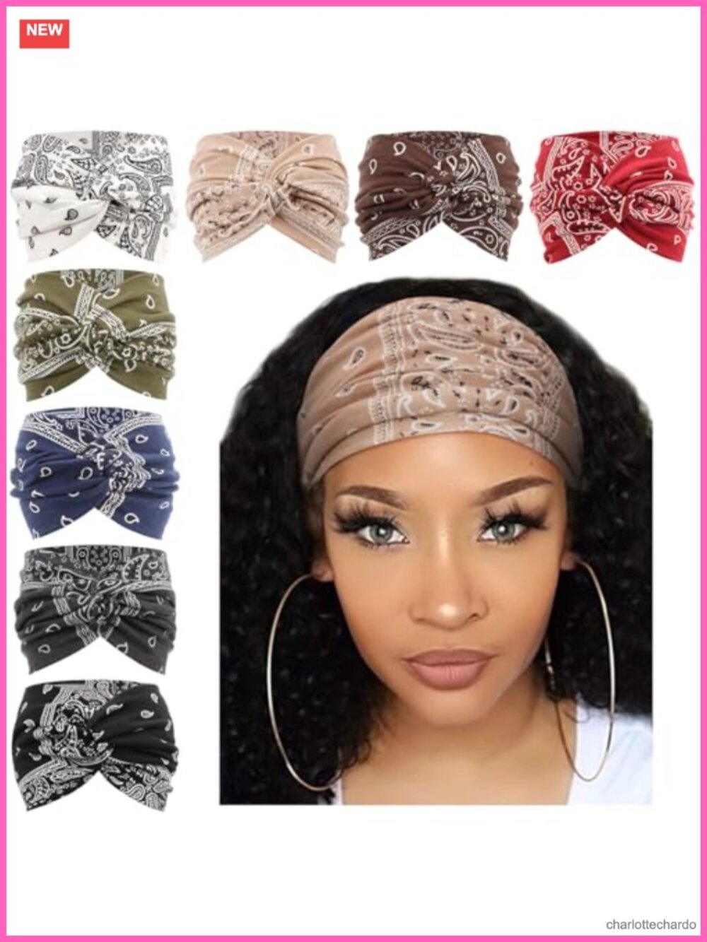 Extra Wide Turban Headbands for Women Crisscross Boho Elastic Hairband